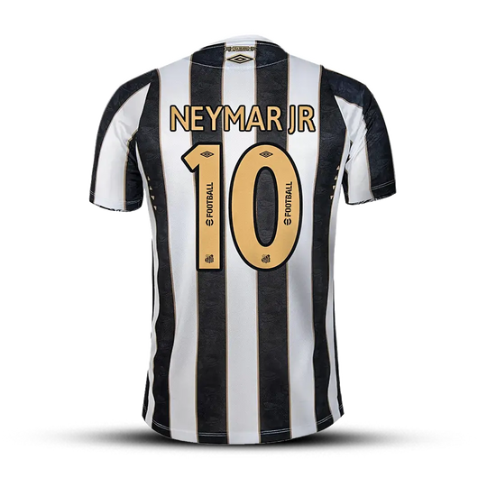 Camisa Santos Reserva 24/25 – NEYMAR JR 10 – Masculino Torcedor – Listrada Preta e Branca