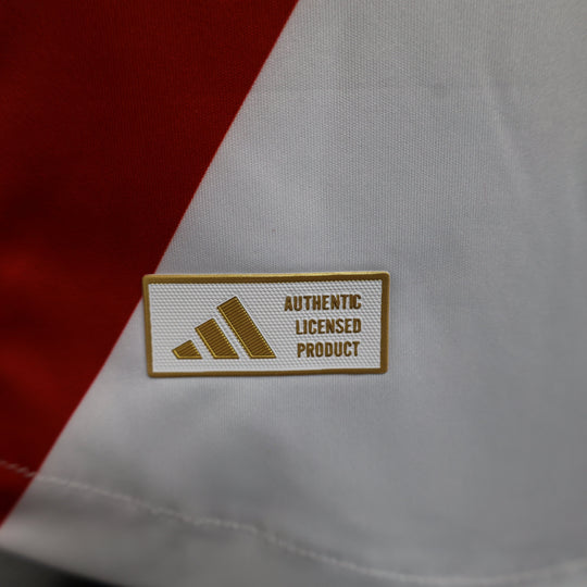 Camisa River Plate Home 2024/25 Jogador Adidas Masculino com Patch - Branca, Vermelha e Preta