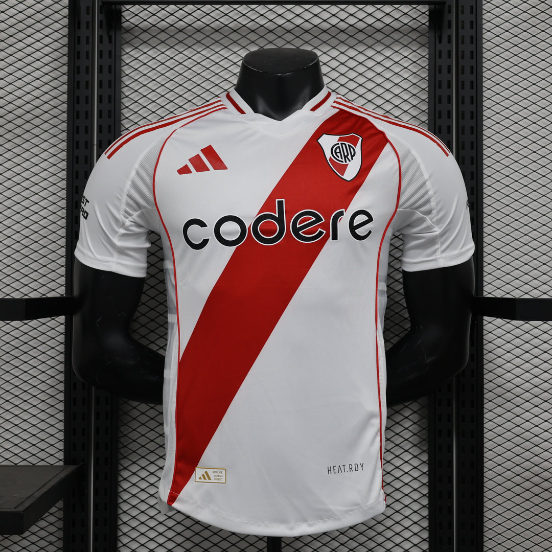 Camisa River Plate Home 2024/25 Jogador Adidas Masculino com Patch - Branca, Vermelha e Preta