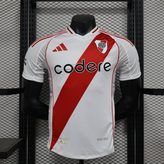 Camisa River Plate Home 2024/25 Jogador Adidas Masculino com Patch - Branca, Vermelha e Preta