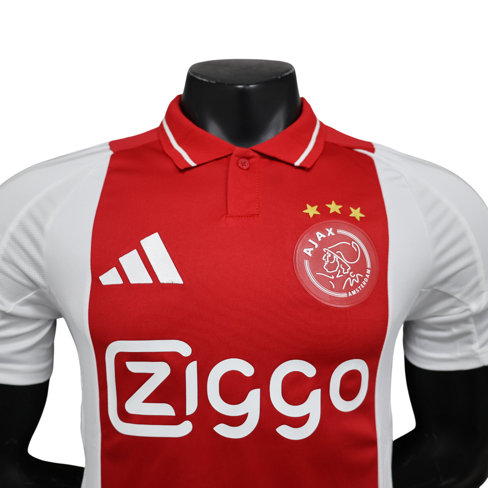 Camisa Ajax Home 2024/25 - Jogador Masculino com Patch - Vermelha e Branca