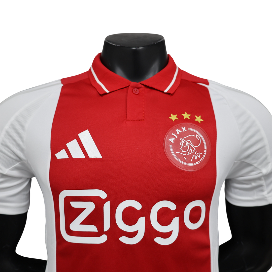 Camisa Ajax Home 2024/25 - Jogador Masculino com Patch - Vermelha e Branca