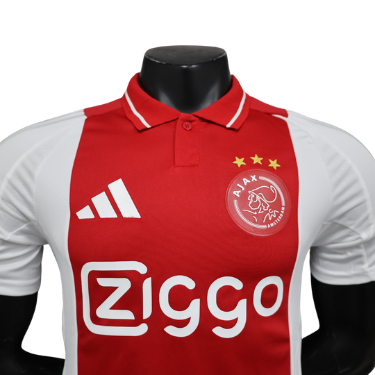 Camisa Ajax Home 2024/25 - Jogador Masculino com Patch - Vermelha e Branca