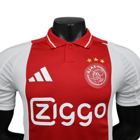 Camisa Ajax Home 2024/25 - Jogador Masculino com Patch - Vermelha e Branca