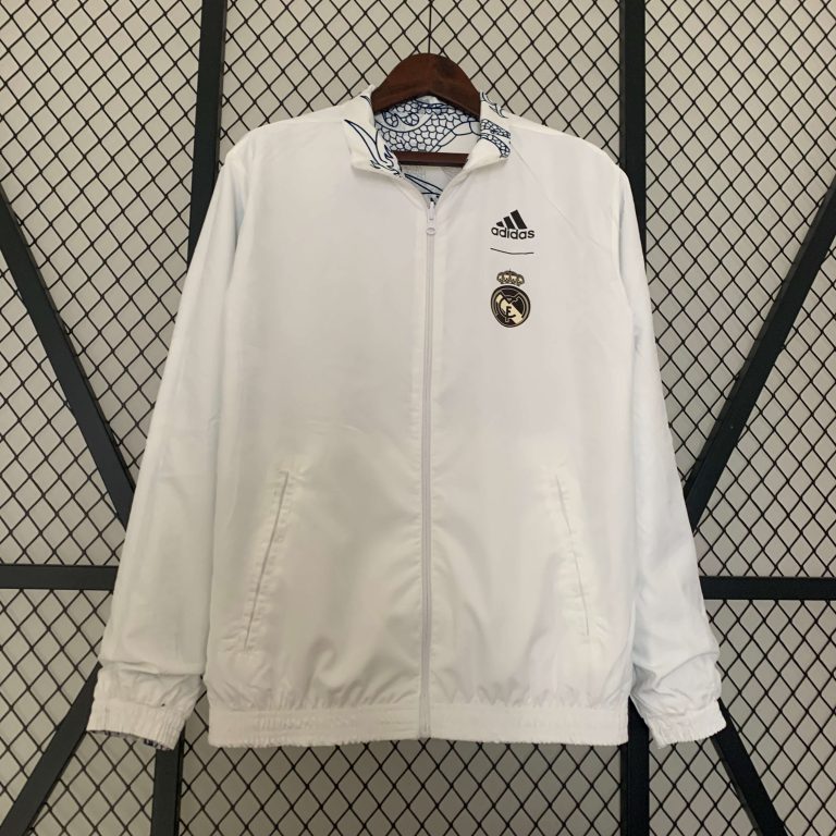 Corta Vento Real Madrid 24/25 – Branco Dupla Face