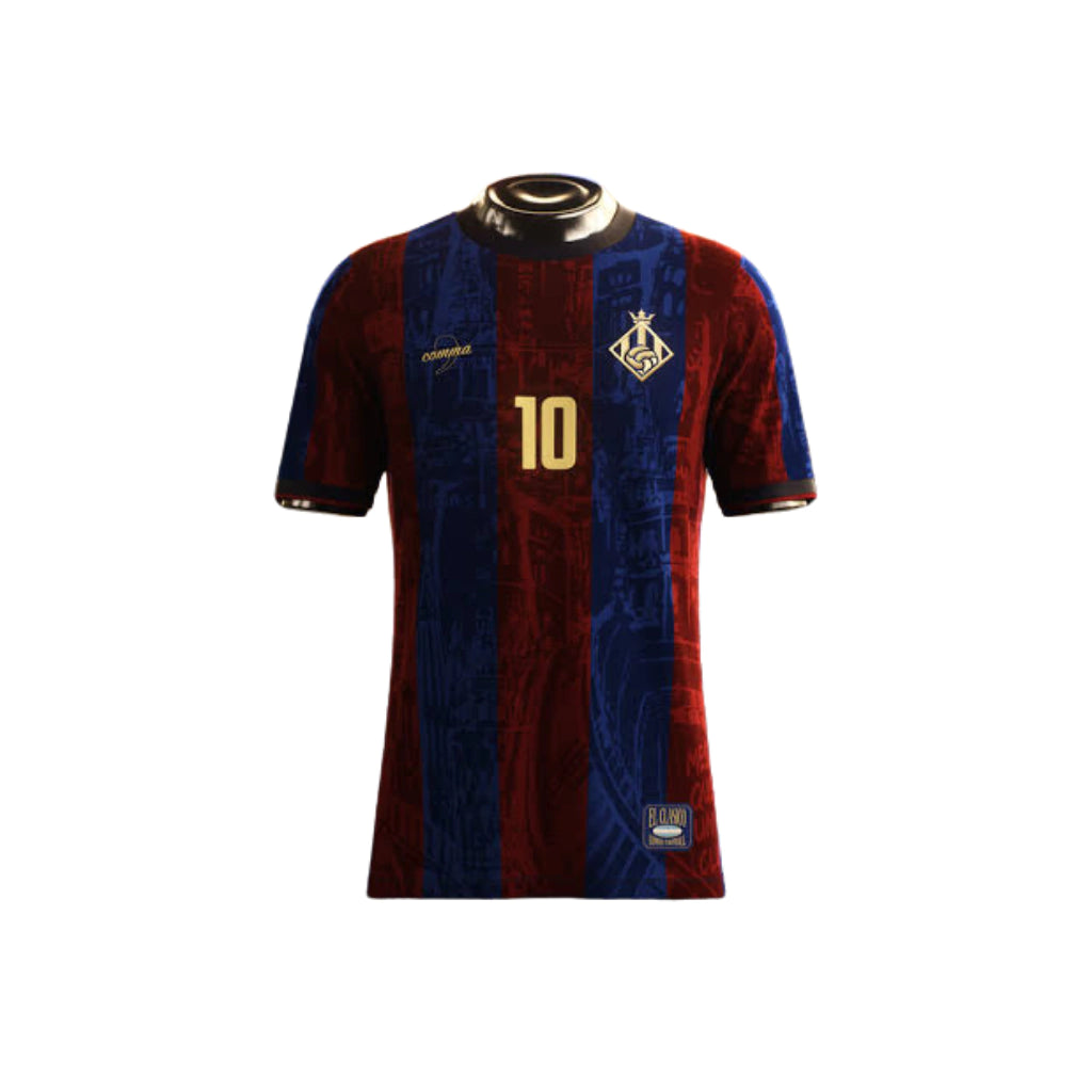 Camisa The Prince – LA PULGA 10# – Barcelona 2025/2026 – Masculina Comma Football – Vermelho e Azul