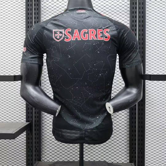 Camisa Benfica Away 2024/25 Jogador Adidas Masculino com Patch - Preta e Vermelha