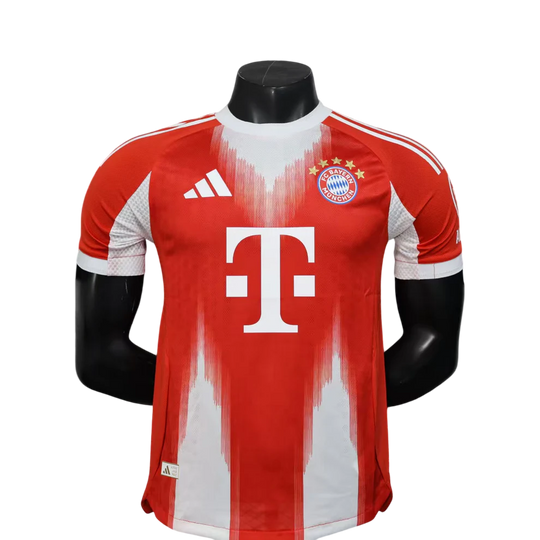 Camisa Bayern de Munich I 25/26 Jogador Masculino com Patch - Branco e Vermelho